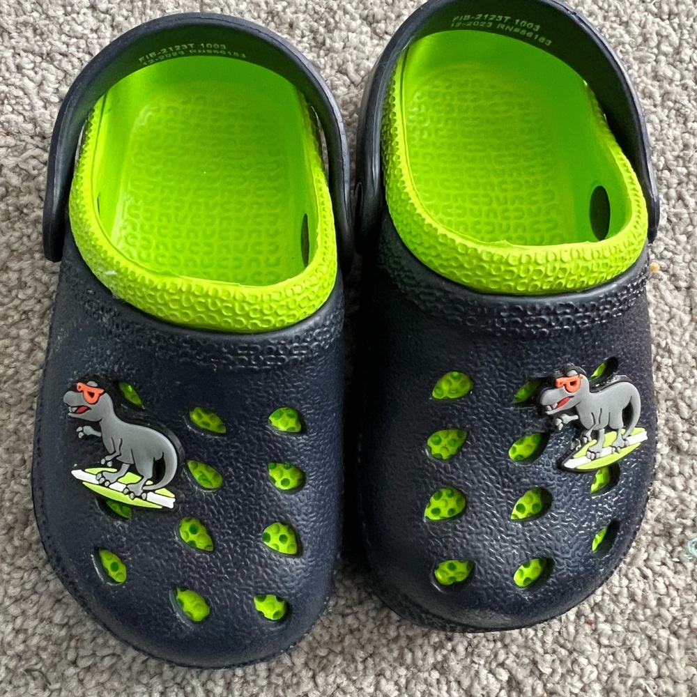 NWOT Kids Black and Green Dino 🦖 Clogs